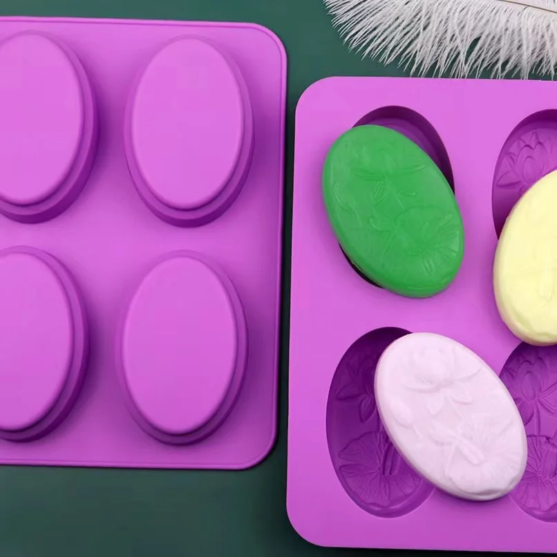 

Handmake Soap Dragonfly Lotus Flower Oval Silicone Molds for Soap