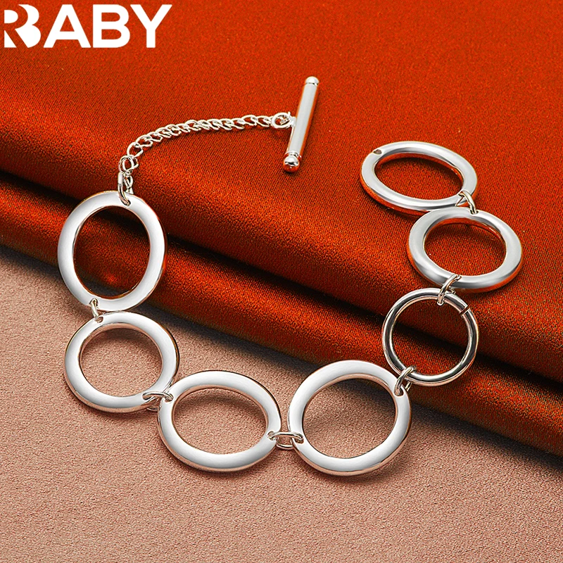 

Hot 925 Sterling Silver Fine Hollow Multi Circle Bracelet Chain 8 Inch For Woman Man Fashion Elegant Wedding Party Jewelry Gifts