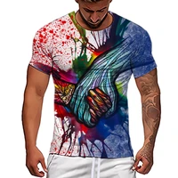 summer horror bloody hand 3d print t shirt for men casual short sleeve clothes streetwear hip hop tops tees men clothing