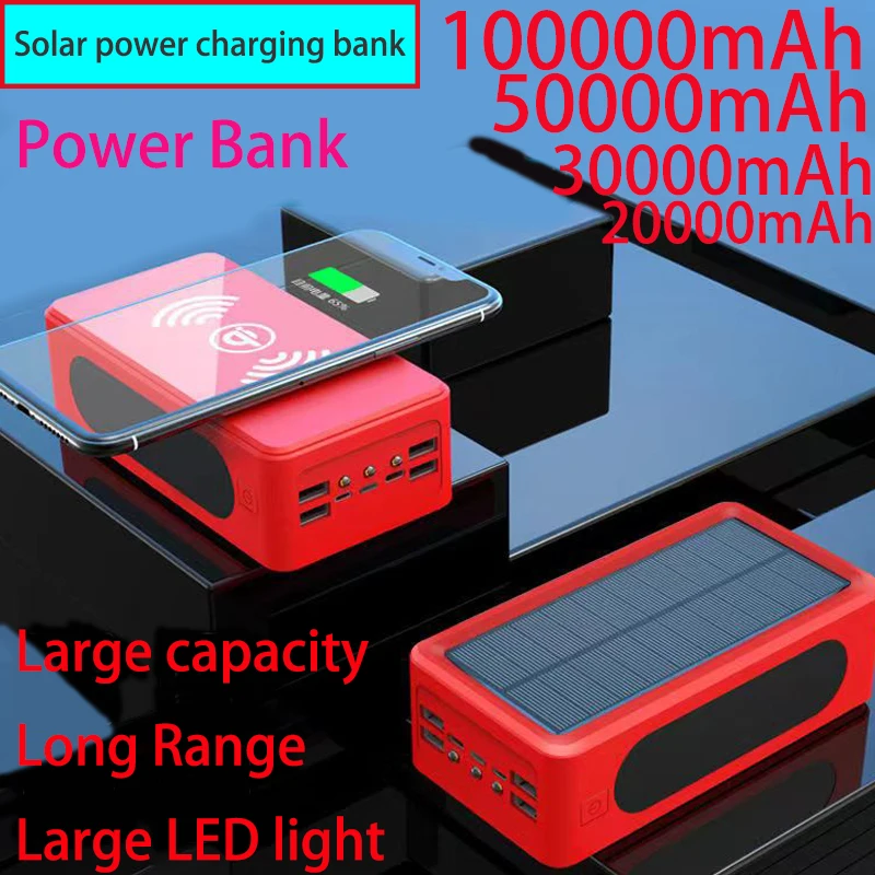 

100Mh Super Capacity Solar Power Charging Bank PD Super Fast Charging 무선 보조배터리 태양열 충전