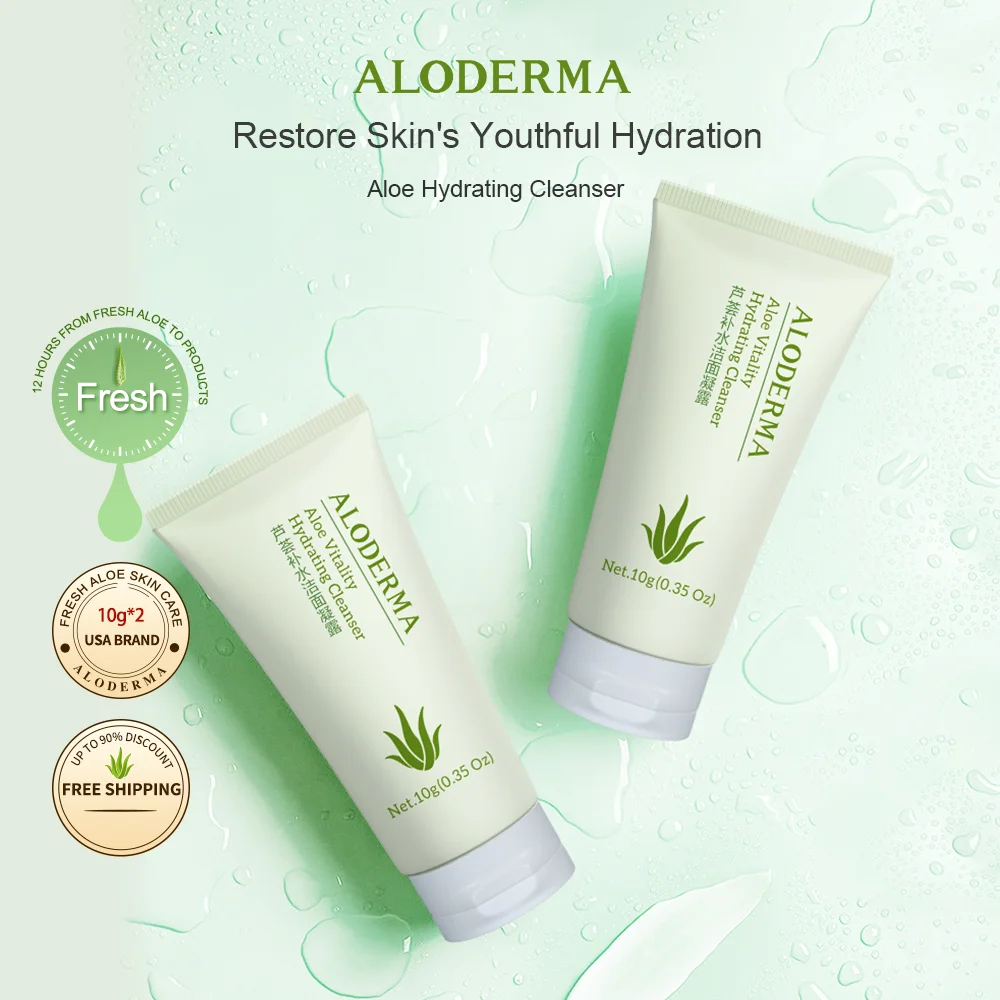 

Aloderma 2pcs Hydrating Facial Cleanser 10g Deep Moisturizing Cleanse Skin For All Skin Types Skin Care Face Wash