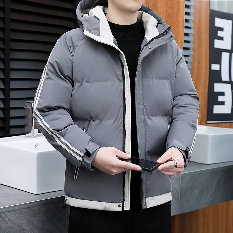 2024 мужское хлопковое пальто укороченная стеганая куртка на флисовой подкладке с