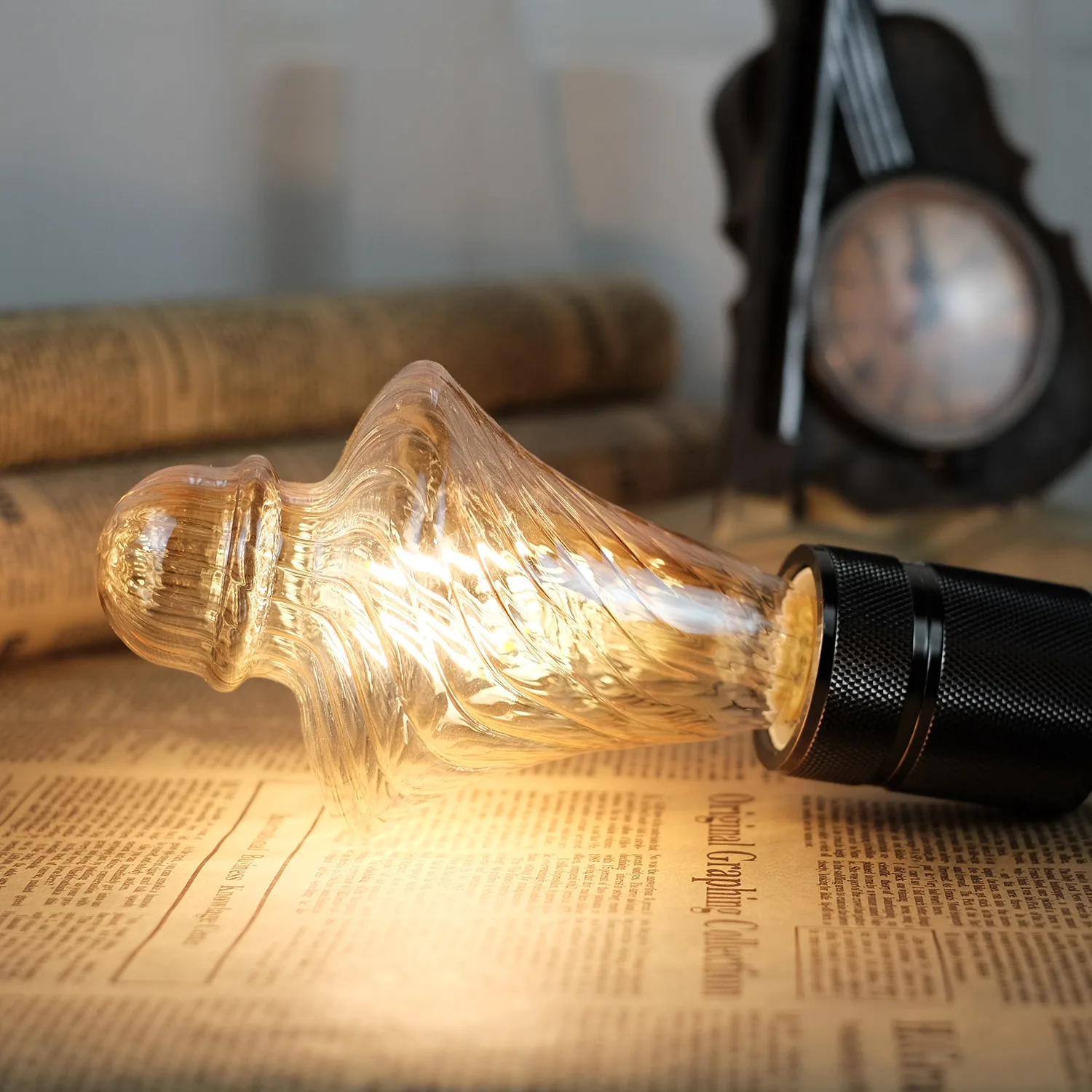 TIANFAN винтажная светодиодная лампа в стиле Эдисона φ95 мм Twistcone из янтарного стекла