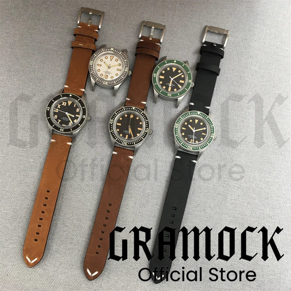 Часы для дайвинга Gramock 40 мм мужские часы с механизмом в стиле ретро NH35 черный