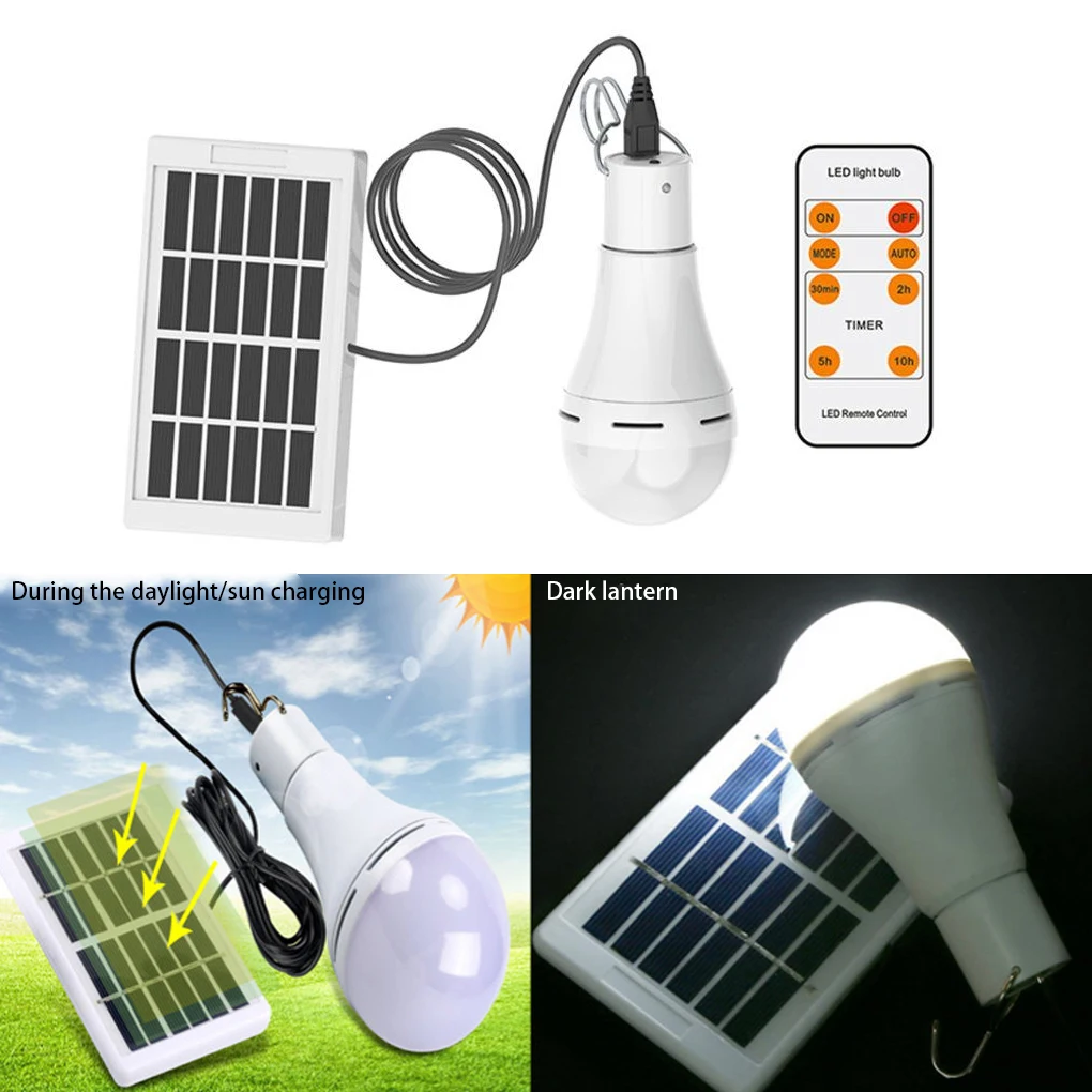 

Hiking Traveling Emergency Solar Powered Light Replacement Awning Tent Lightbulb Remote Control Outdoor Equipment 7W