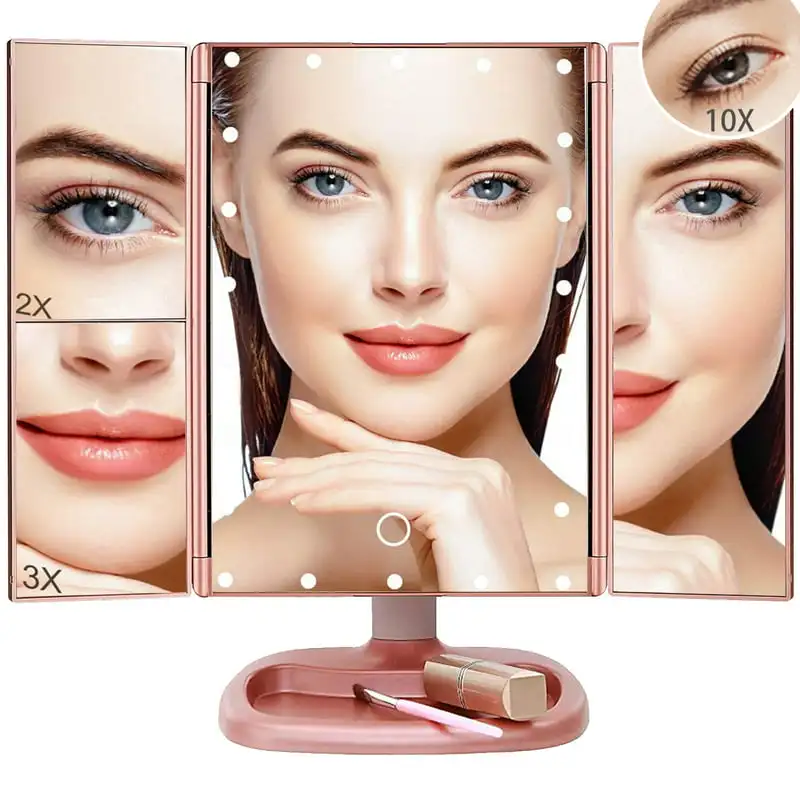 

Free Shipping Makeup Mirror Vanity Mirror with 22 LED Lights 1x 2X 3X 10X Magnification Lighted Makeup Mirror Touch Control