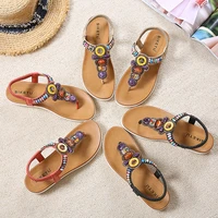 summer new 2022 european and american women flip flops sandals shoes flat leather fashion pu soled ankle strap women pinch toe