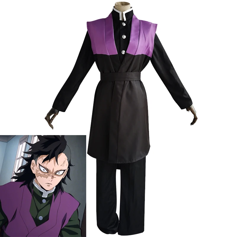 

2023 Kimetsu no Yaiba Shinazugawa Genya Cosplay Costumes Demon Slayer Kisatsutai Uniform Suits Genya Wig Adult Headgear