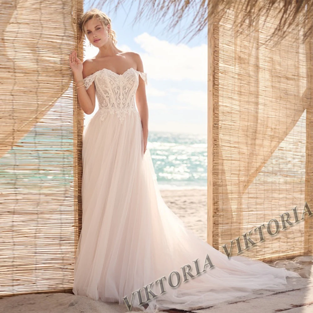 

VIKTORIA Modern Beach Wedding Dresses Off Shoulder Sweetheart For Women Bride 2023 A-LINE Appliques Robe De Mariée Drop Shipping