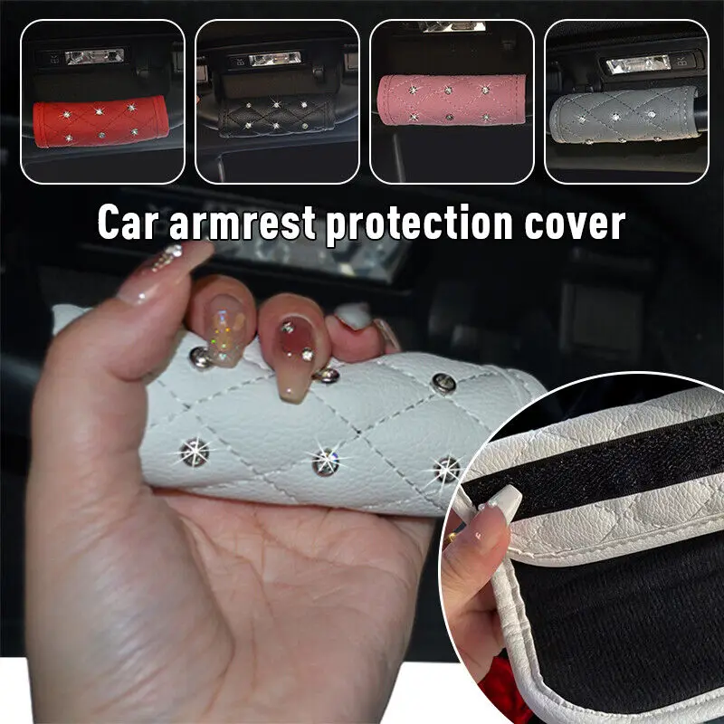 

2*Car Roof Handle Guard Cover PU Leather Handrail Armrest Handle Protector Decor