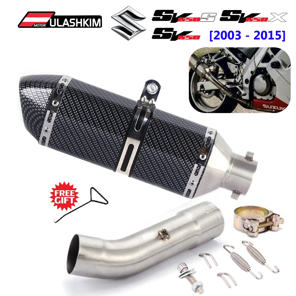 

Slip On Exhuast For SUZUKI SV650 SV650X SV650S 2003 - 2015 Motorcycle Exhaust Pipe Escape Middle Link Pipe Exhuast Muffler