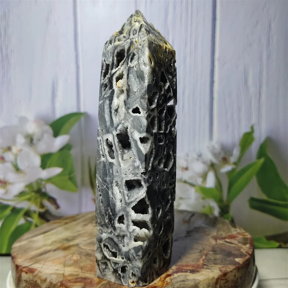 

304g Natural Sphalerite Stone Crystal Column Tower Mineral Specimens Energy Healing Spiritual Meditation Home Decoration