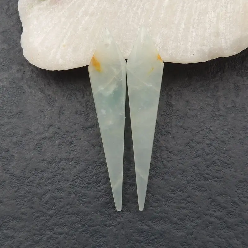 

Natural Stone Amazonite Semiprecious Earrings 46x9x3mm 4g Fashion Jewelry Beads Women Earrings Accessory