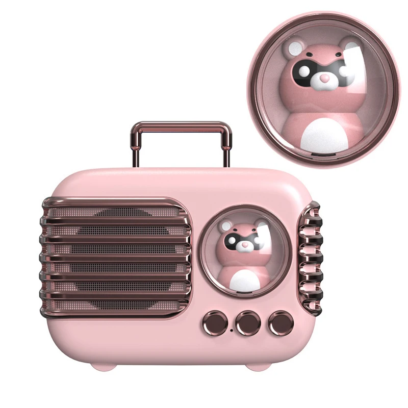 

Portable Mini Cute Wireless Bass Speaker Bluetooth-Compatible 5.0 Retro Subwoofer Stereo Sound Bar Caixa De Som TF Audio Player