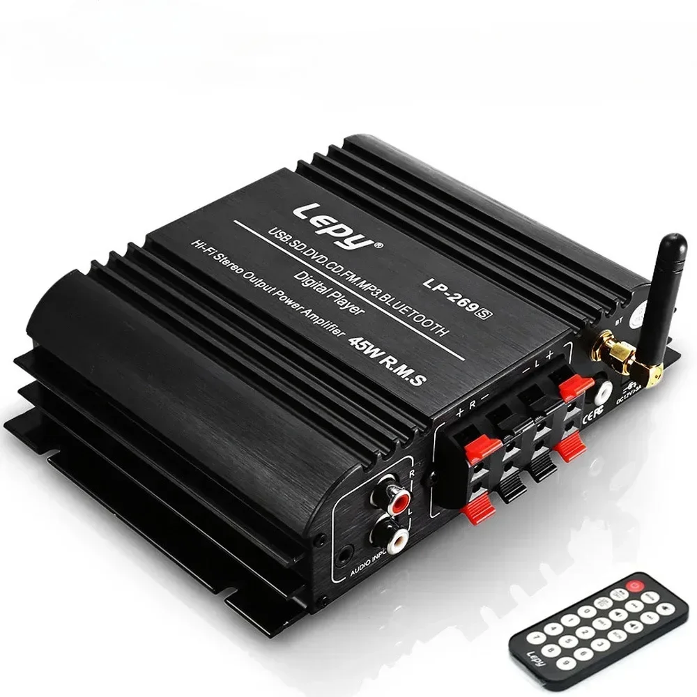 Фото Усилитель звука LEPY LP-269S Bluetooth, 4-канальный Hi-Fi стереоусилитель с USB, SD, DVD, CD, FM, MP3 для автомобиля, дома, компьютера, воспроизведения музыки без потерь №2