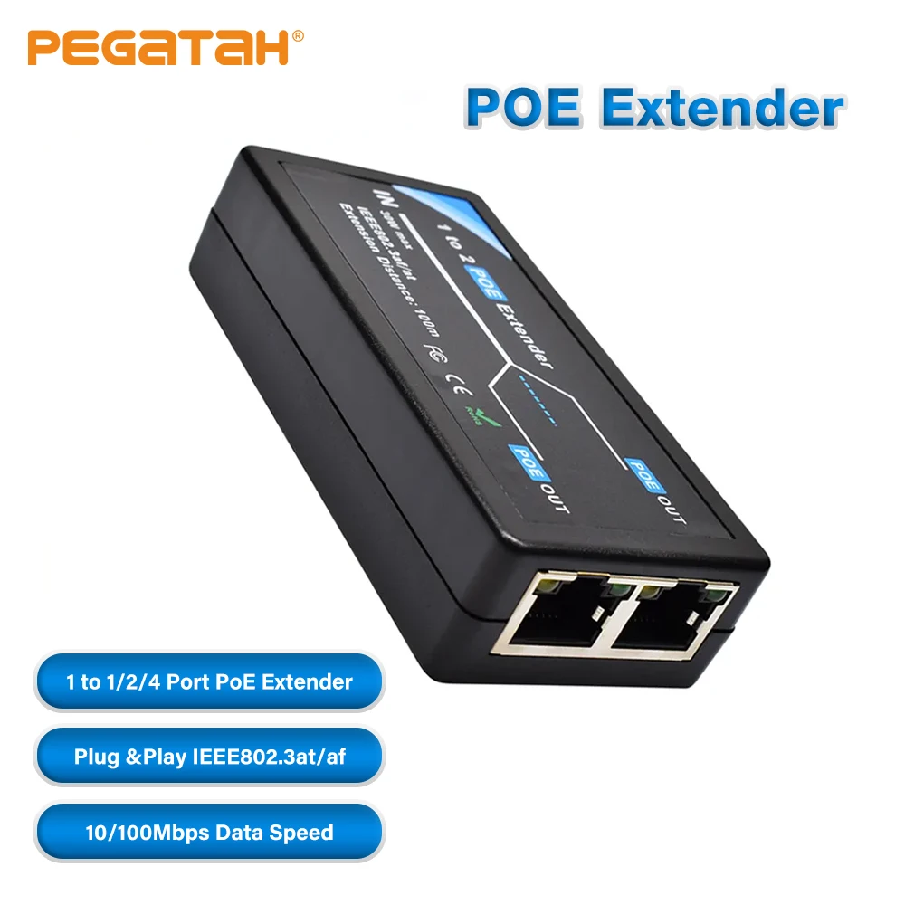 

4/2 POE Extender IEEE802.3af Standard for NVR IP Camera AP IP port max extend 100 meters for POE range