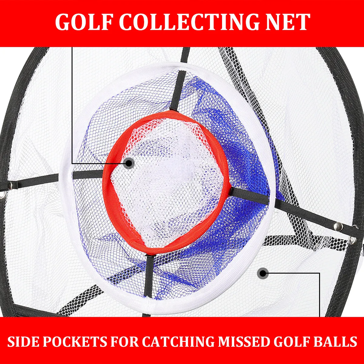 Фото Сетка для чиппинга Lioobo Golf: легкая, складная, для использования в помещении и на улице, 3 кармана, экономит время и деньги, тренажер для чиппинга №3