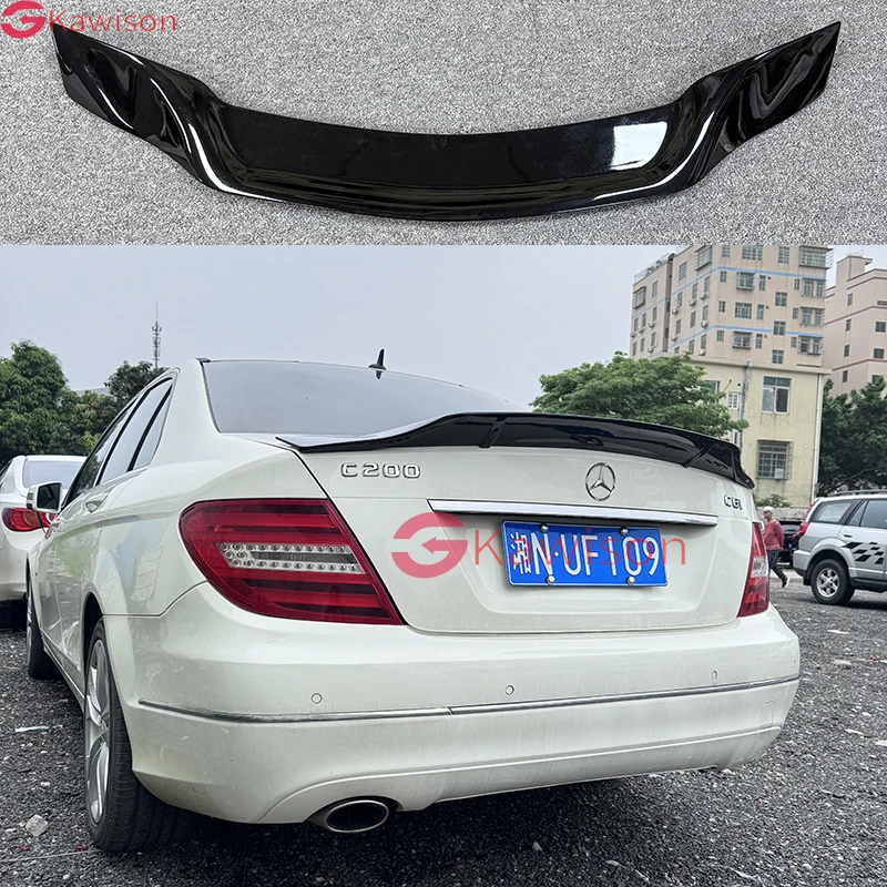 

Задняя крышка багажника, автомобильный спойлер с утиным хвостом для Mercedes Benz C Class W204 C200 C250 C300, 4-дверный седан 2008-2014, карбоновый черный