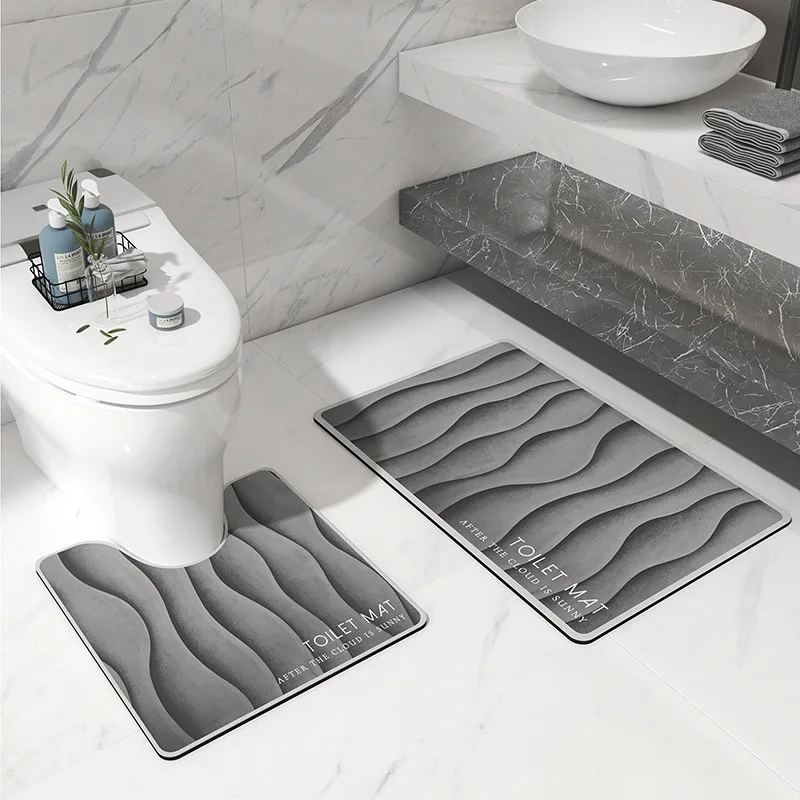 

Water Absorbent Bathroom Mat Set Quickly Dry Bath Carpet Anti-skid Shower Room Doormat Toilet Rugs Kit 40X60/50X80/60X90 50X50cm