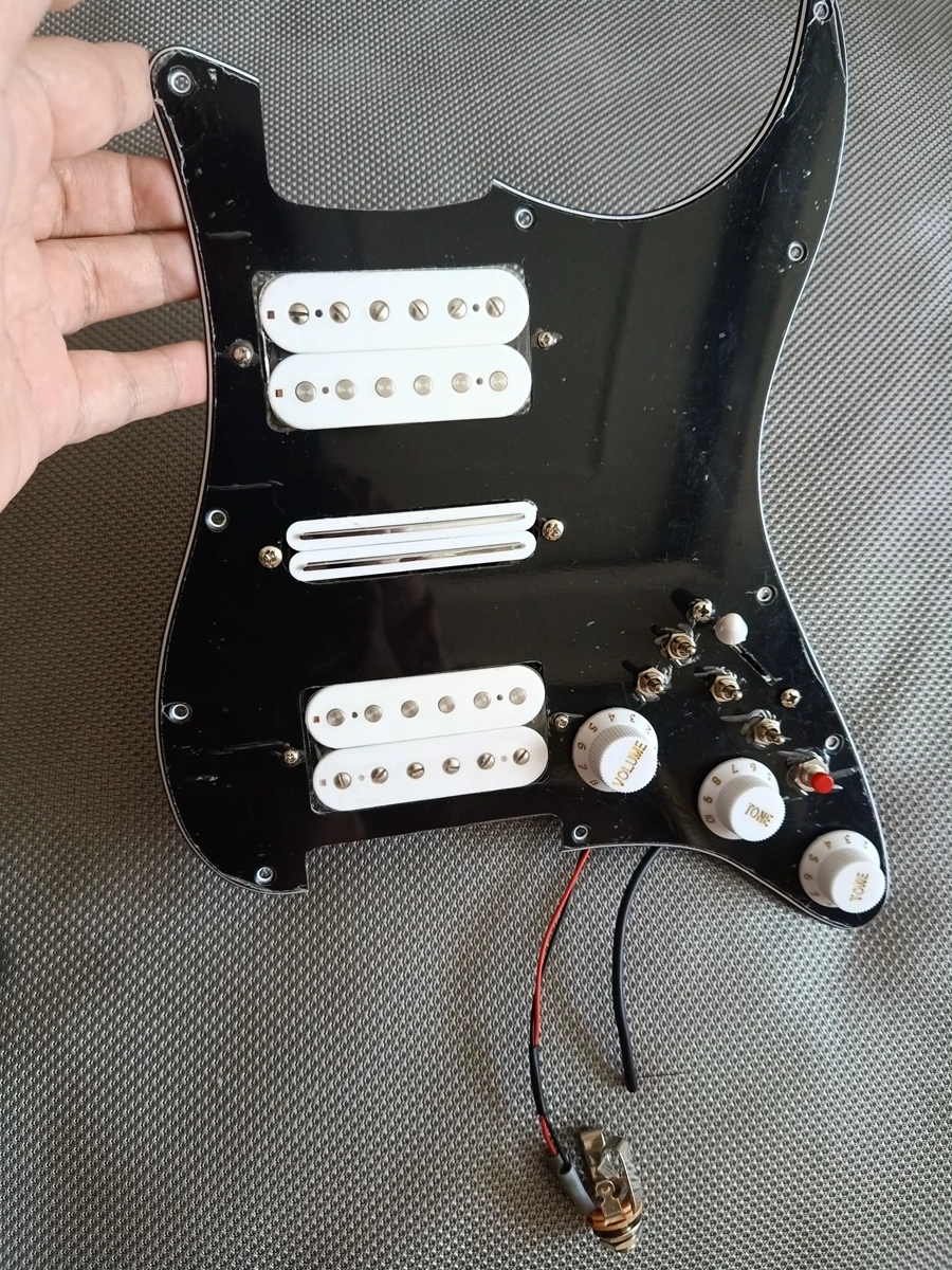 

Upgrade Prewired HSH Strat Pickguard Multifunction LP White HSH Alnico 5 Humbucker Pickups 4 Single Cut Switch For Fender Guitar