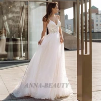 anna sexy white wedding dresses 2022 appliques shiny glitter spaghetti straps princess wedding gown vestido de novia custom made