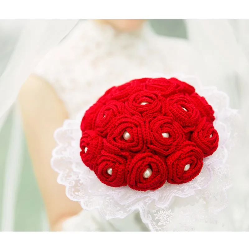 

Susan's Family Bride Holding Flower DIY Crochet Kit Dolls Hand-tied Wedding Bouquet Material Package Cotton Woven Fine Wool