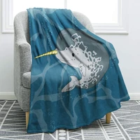 narwhal blanket soft warm throw print blanket for kids gift couch bed 50x60
