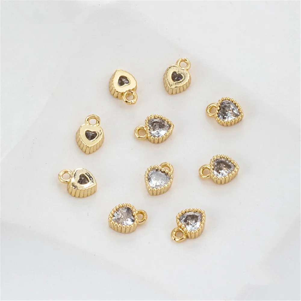 

14K gold with zirconia embossed love pendant diy accessories pendant charm handmade ornaments chain jewelry materials