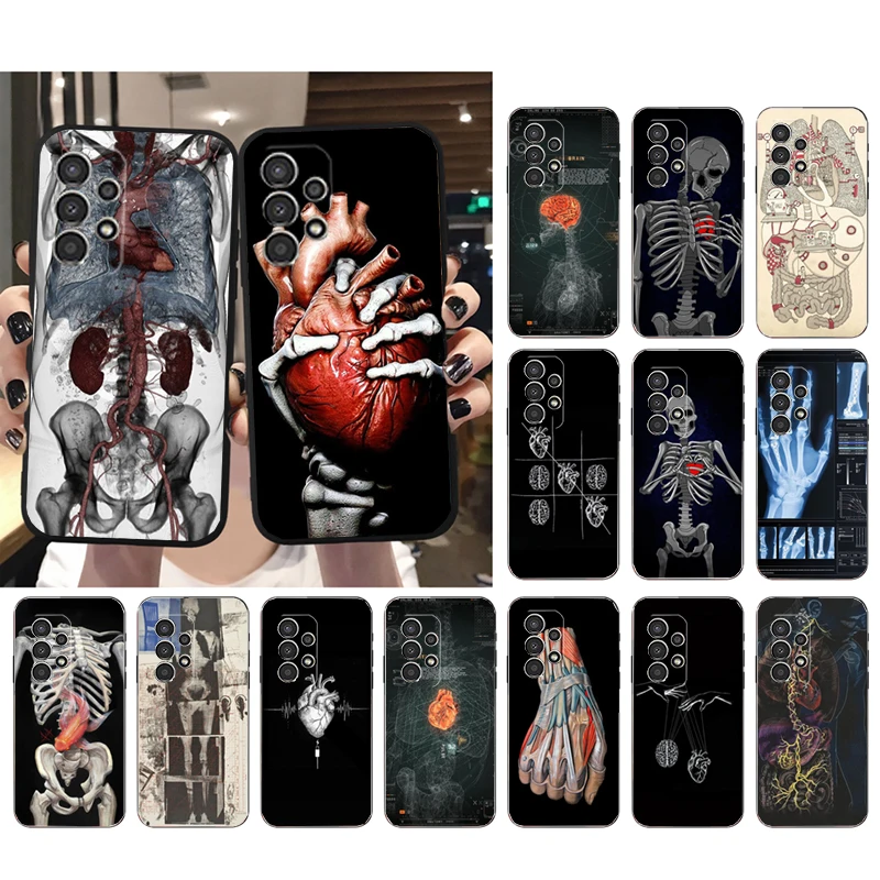 

Human Organs Skeleton Skull Brain Case for Samsung Galaxy A73 A13 A22 A32 A71 A33 A52 A53 A72 A73 A51 A31 A23 A34 A54 A52 A53S