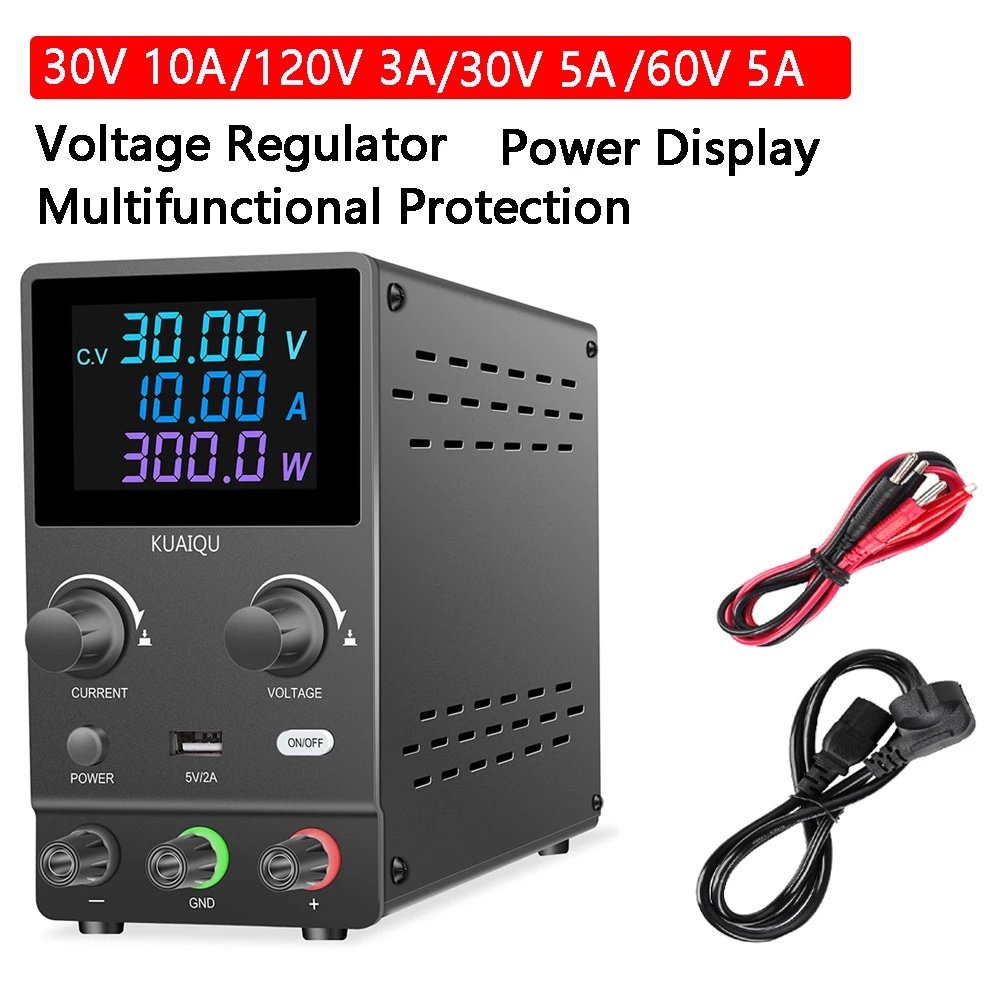 

30V10A/60V5A/30V5A Desktop Laboratory Power Switching Adjustable Voltage Regulator Electronic Load Test Use 5V2A USB Interface