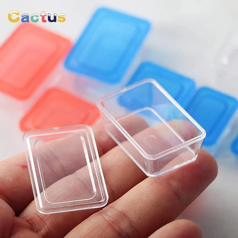 

4pcs Miniature Food Snack Fruit Transparent Bento Box For Dollhouse Accessories Cute Container Crisper Rectangular Square Model