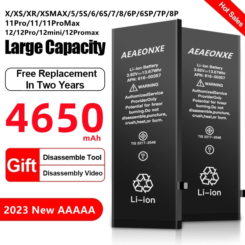 

Original High capacity Phone Battery For iPhone 5 S SE 6 S 7 8 Plus X Xr Xs Max 11 12 pro max Replacement Bateria For Apple 7 6S