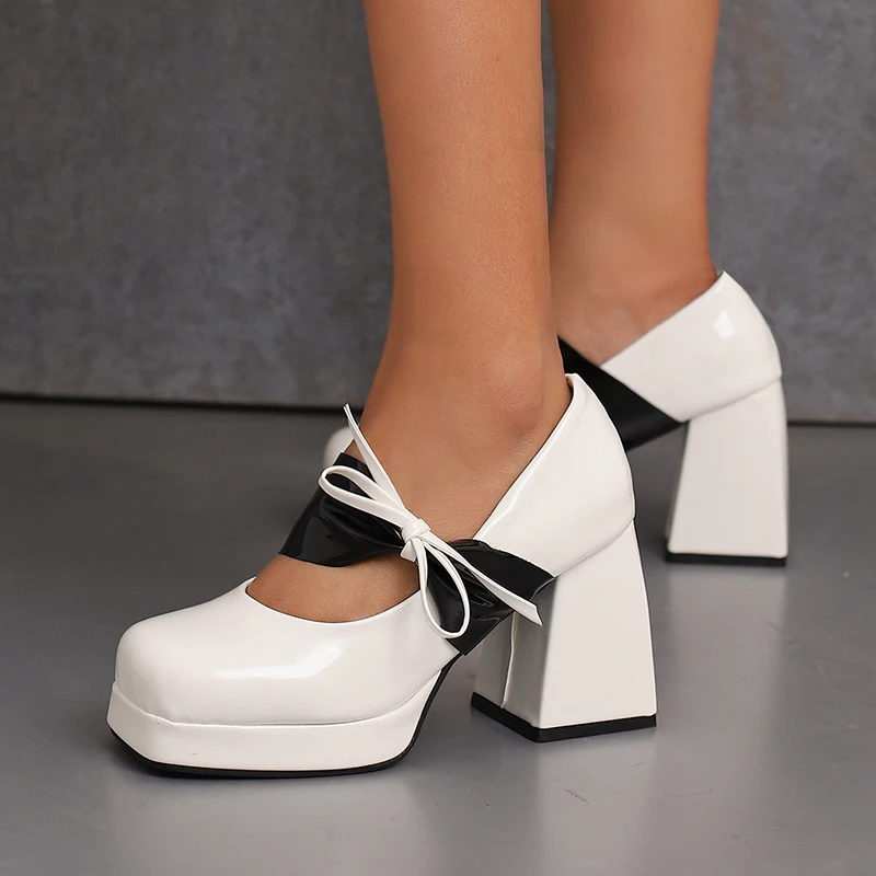 Женские туфли-лодочки из лакированной кожи с квадратным носком и блестками