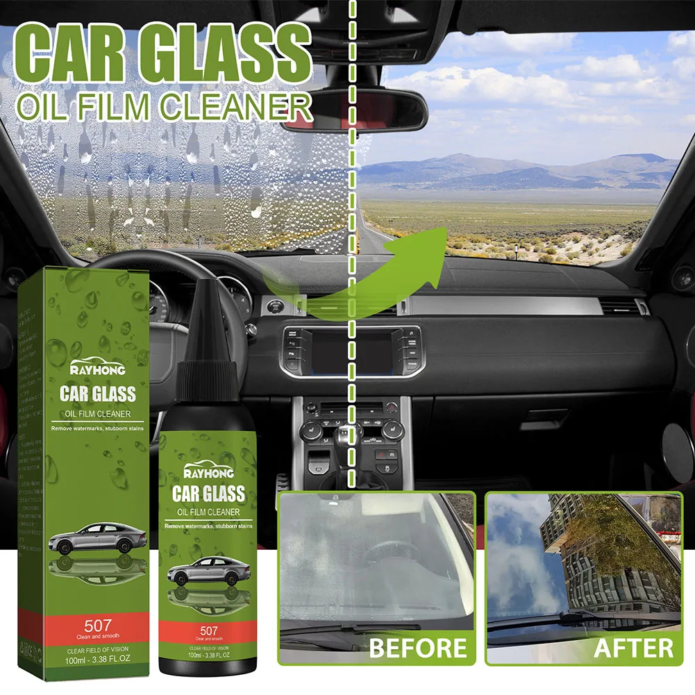 

100ml Car Glass Oil Film Remover Windshield Polishing Compound Water Stain Remover Waterproof Rainproof Anti-fog Glass Cleaner
