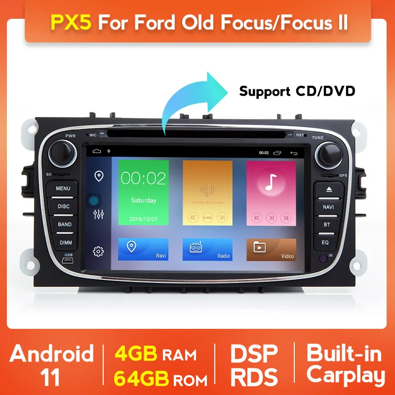 Автомагнитола PX5 мультимедийный видеоплеер на Android 11 4 Гб ОЗУ 64 ПЗУ с GPS