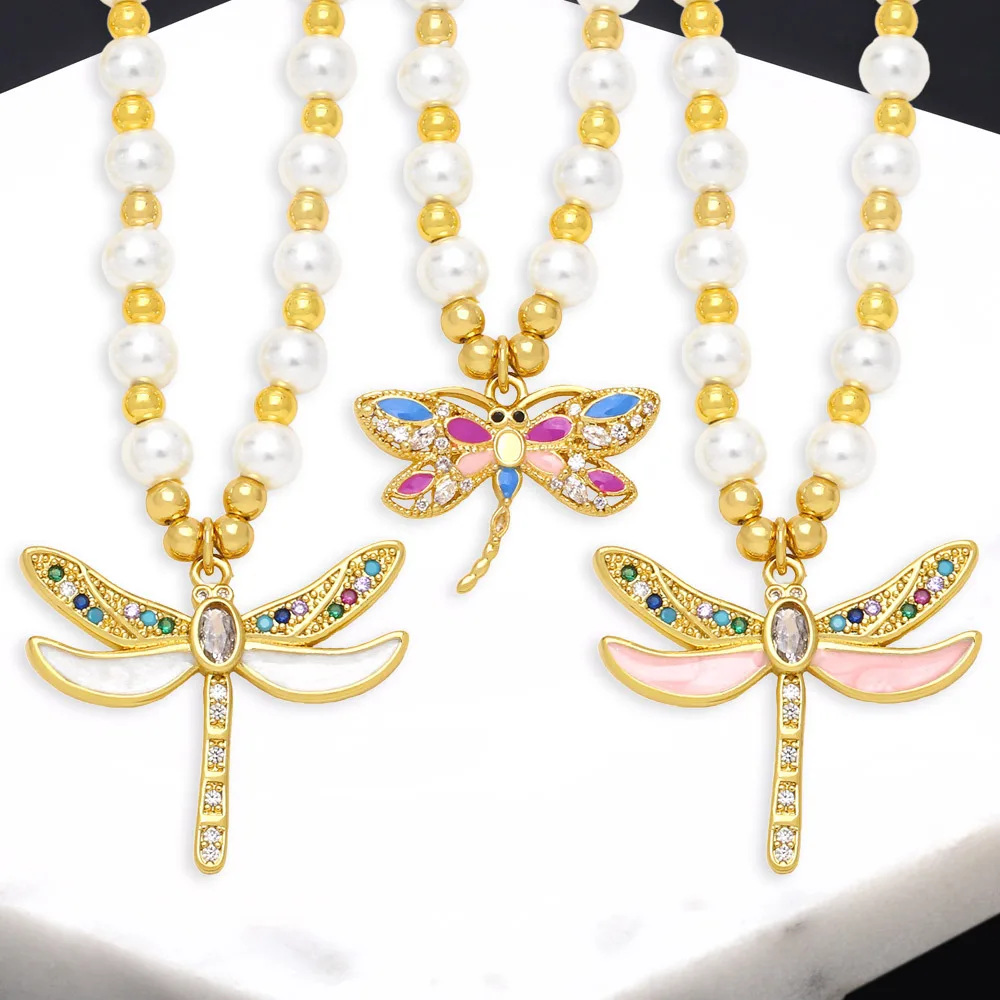 

Andralyn Spiritual fairy temperamental Dragonfly pearl necklace Women's Light luxury design high-end jewelry pendant wholesale