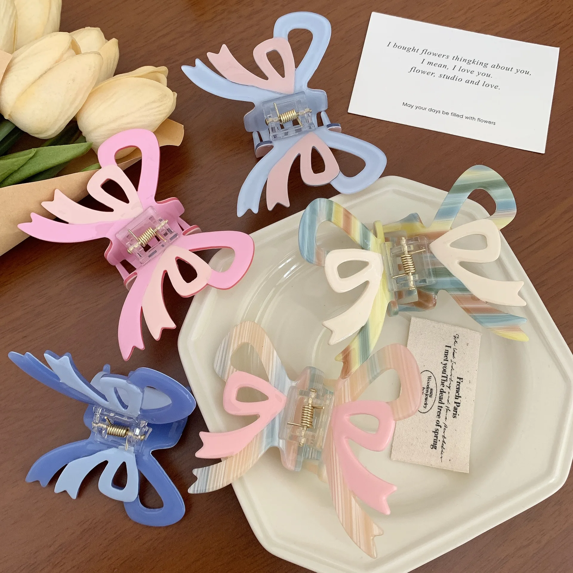 Красочная Заколка-краб для волос с бабочкой 8 5 см