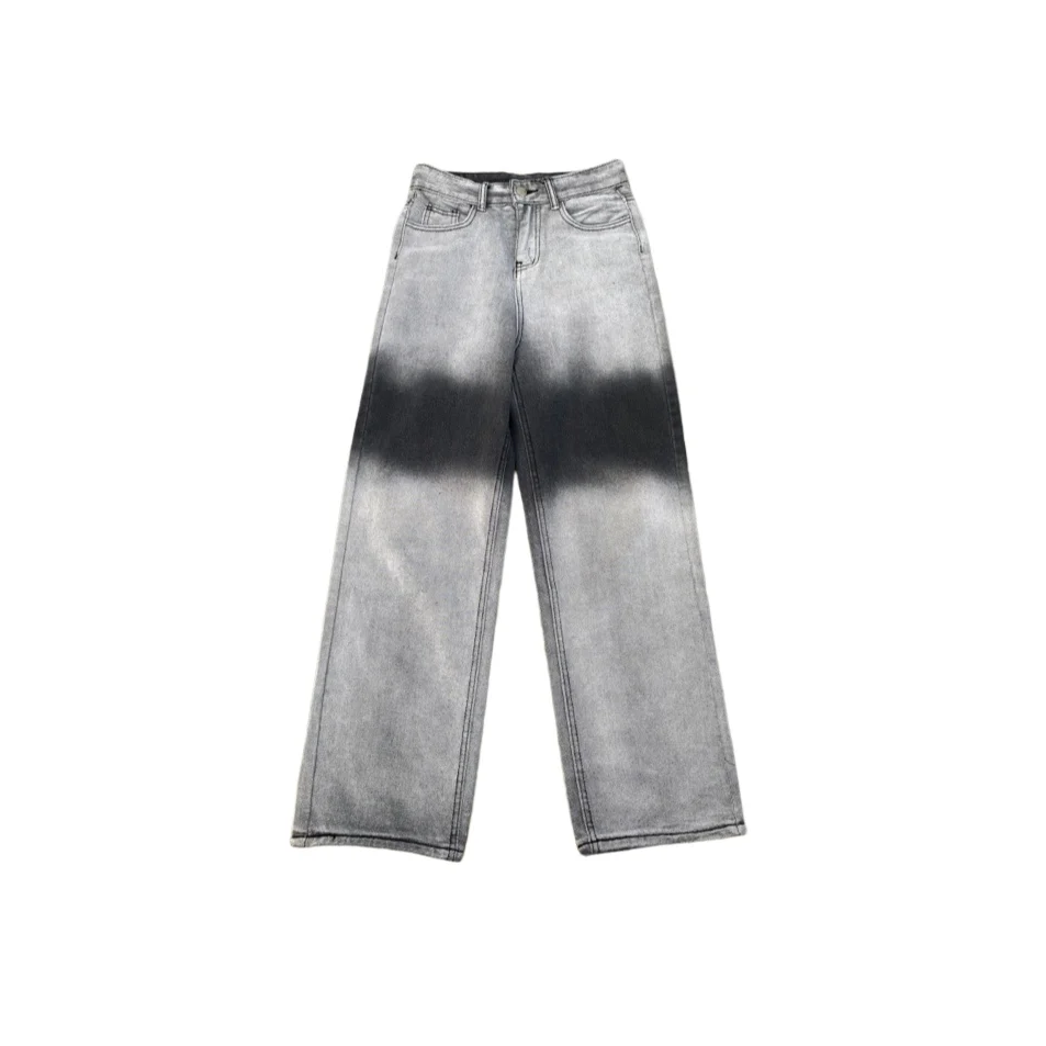 Men Jeans Trend Contrast Tie Dye Gradient Straight Jeans Unisex Denim Trousers Y2k Pants Wide Leg Pants Women Pants Men Clothing