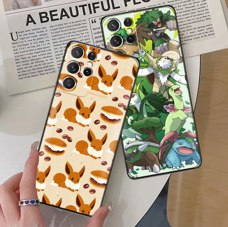 

Japan Cartoon Pokemon Phone Case For Samsung Galaxy S22 S21 S20 Ultra FE 5G S22 S10 10E S9 Plus Soft Funda Coque Back Black
