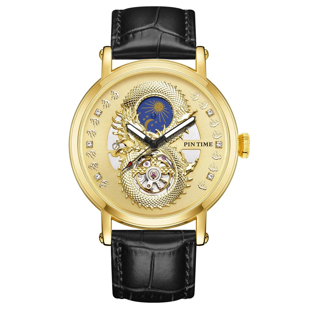 

Steel/leather Men's Watch Automatic Mechanical Watch Fashion Six-needle Multi-function Waterproof Calendar 24-Hour System