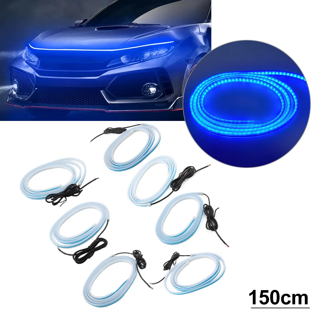

150CM Universal Car Hood LED Daytime Running Light Strip Flexible Auto Decorative Atmosphere Lamps