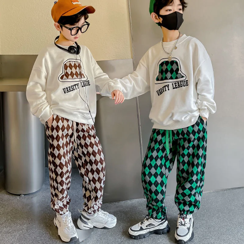 2 шт./комплект детский хлопковый комплект из свитшота и брюк |