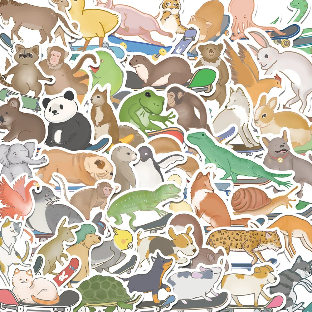 

10/30/50PCS Cartoon Color Animal Skateboard Graffiti Sticker DIY For Suitcase Laptop Ipai Decorative Sticker Wholesale
