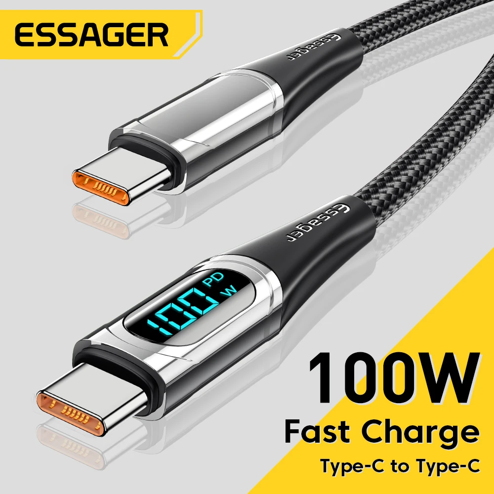 Essager Type C to Type C Cable 100W PD Fast Charging Charger USB C to USB C Display Cable For Xiaomi POCO f3 Realme Macbook iPad