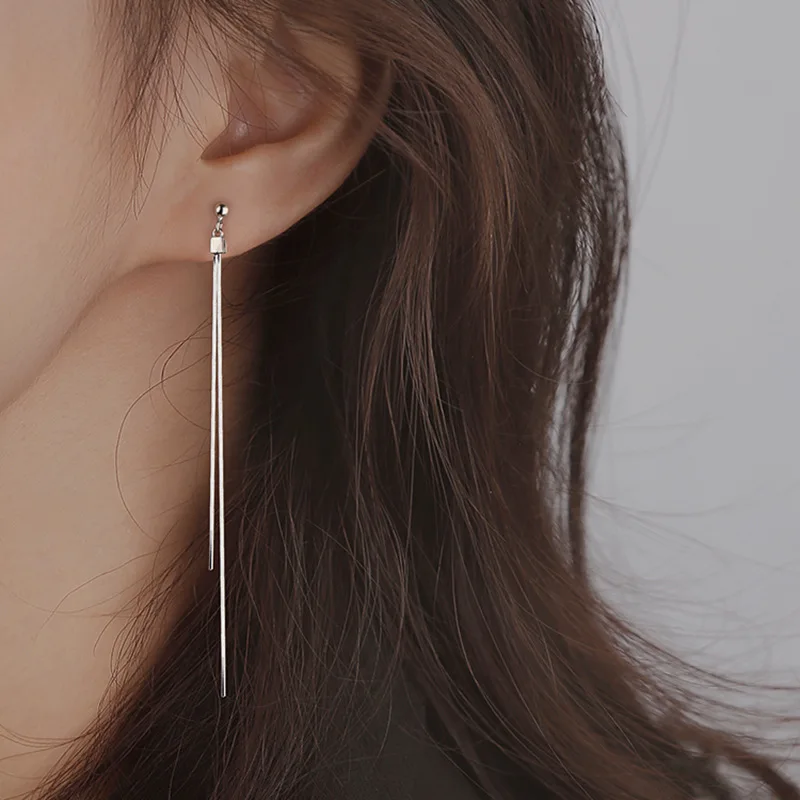 

S925 Tassel Earrings 2022 Fashionable Earrings Femininity Long Earrings Set Thread Sterling Silver for Women Aretes de Mujer