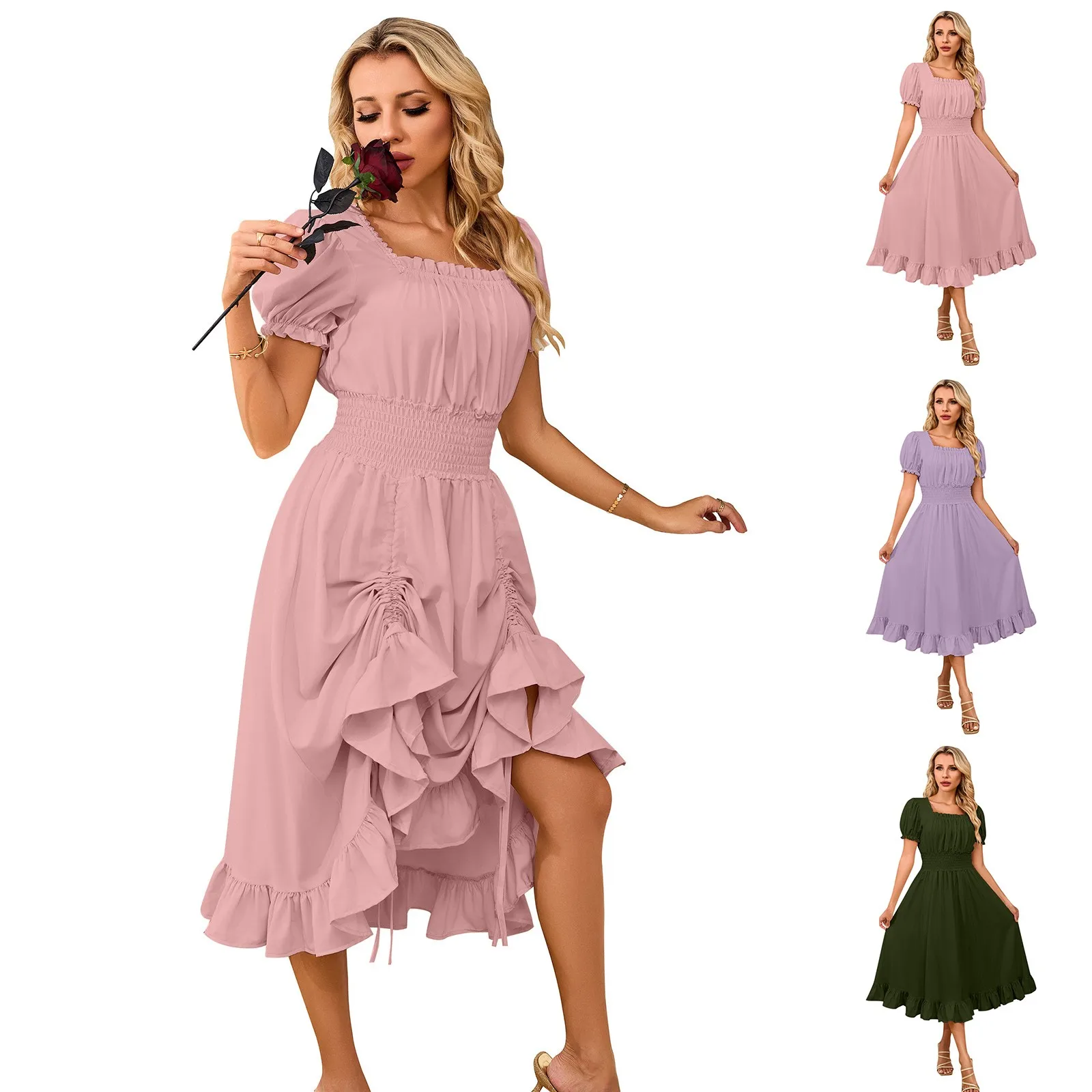 Женское платье однотонное с воротником одной линии сексуальный топ объемными