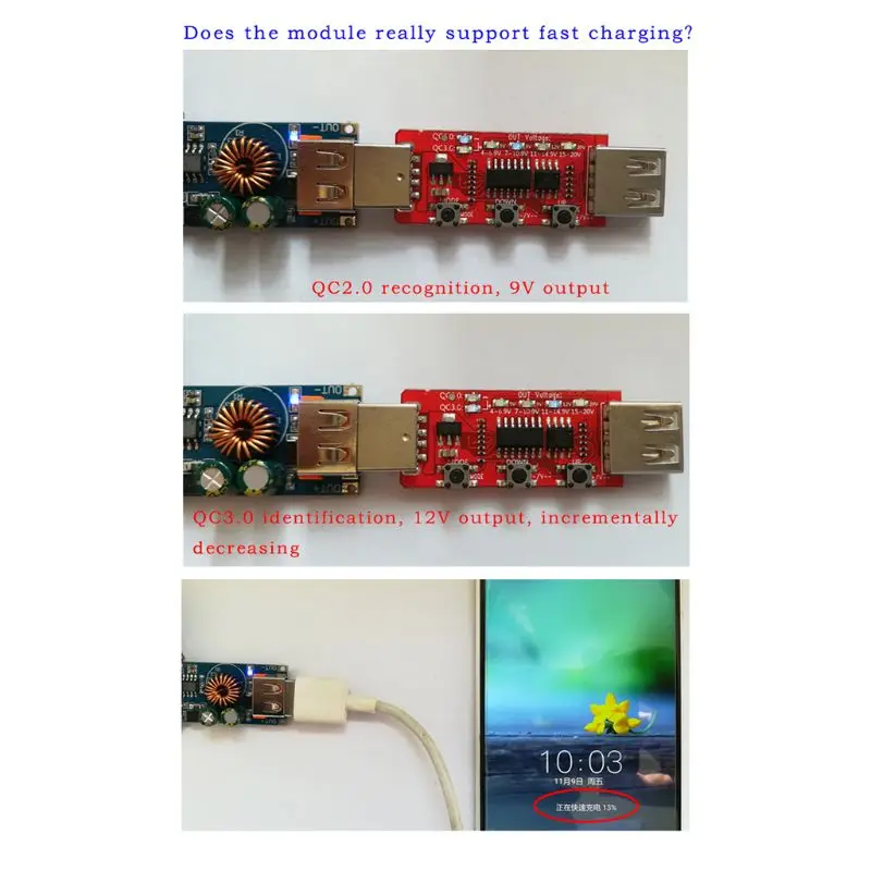

Новинка 2021, понижающий модуль питания постоянного тока 6 В-32 В до 5 В, USB DC QC3.0, плата быстрой зарядки для телефона