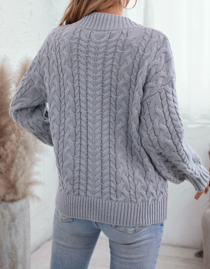 Винтажный женский вязаный свитер 2024 зимний с v-образным вырезом и жареным тестом