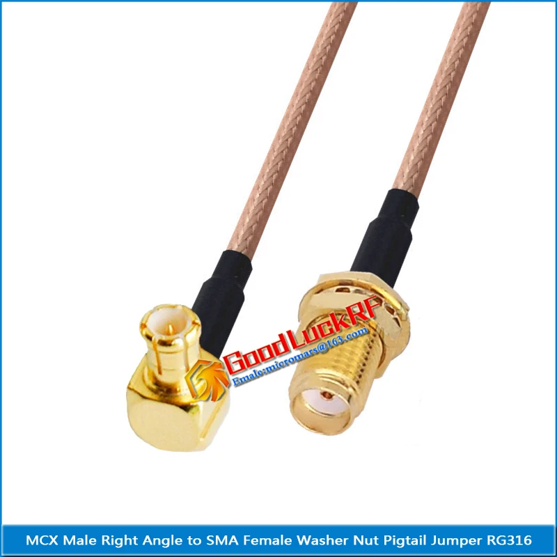

MCX Male Right Angle 90 Degree to SMA Female O-ring Bulkhead Washer Nut Plug Coaxial Pigtail Jumper RG316 extend Cable Low Loss