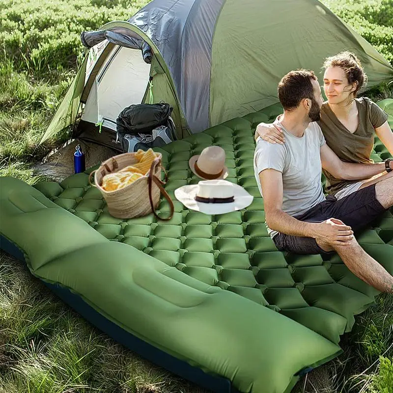 podwójna karimata do spania z plecakiem mata poduszką wbudowana pompka stóp lekki materac wędrówek